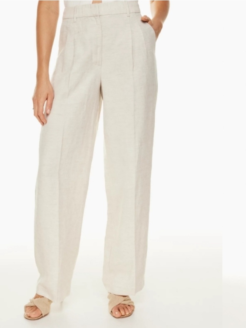 Aritzia The Effortless Pant Linen Natural Ecru